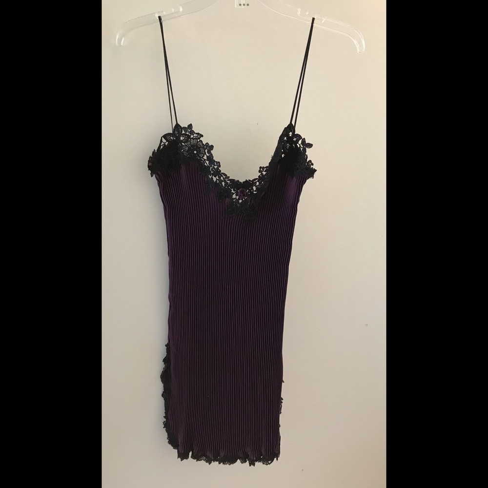 JONQUIL BY DIANE SAMANDI Gorgeous Grape Purple Black Pleated NWOT Lacy N… - Picture 6 of 13